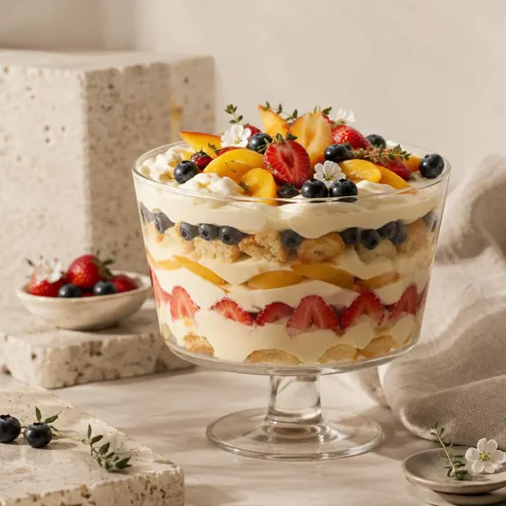 Pavê de mel e frutas frescas