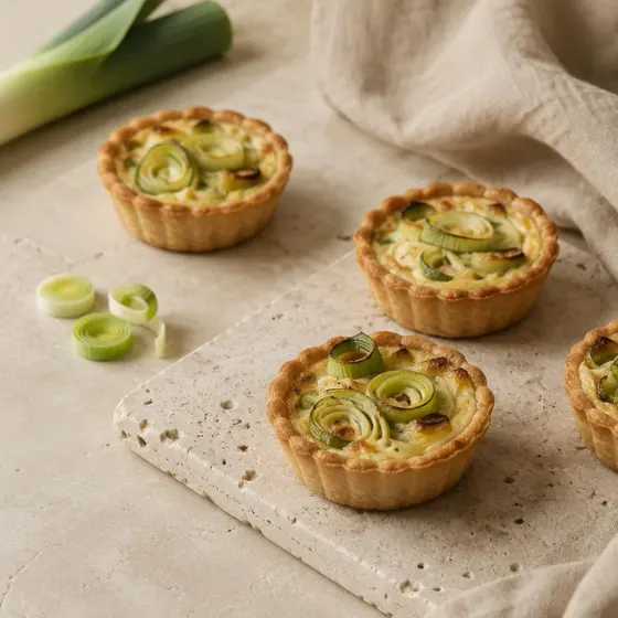 Mini quiche de alho-poró